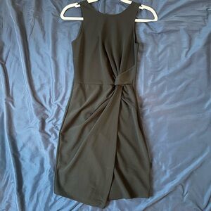 Aqua Black Midi Dress with Twist Detail